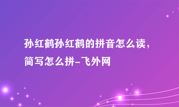 孙红鹤孙红鹤的拼音怎么读，简写怎么拼-飞外网