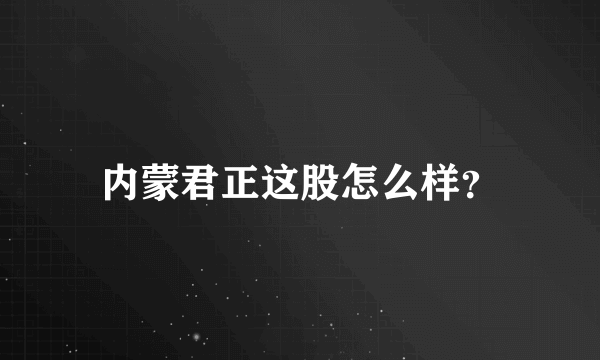 内蒙君正这股怎么样？