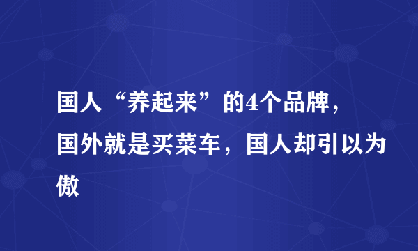 国人“养起来”的4个品牌，国外就是买菜车，国人却引以为傲