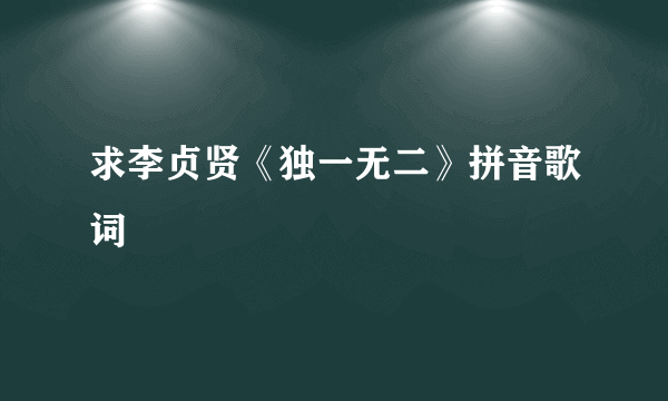 求李贞贤《独一无二》拼音歌词