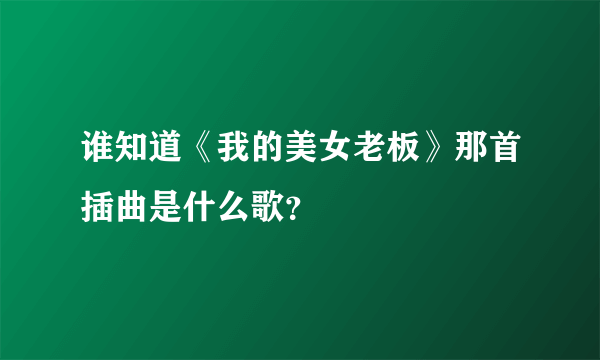 谁知道《我的美女老板》那首插曲是什么歌？