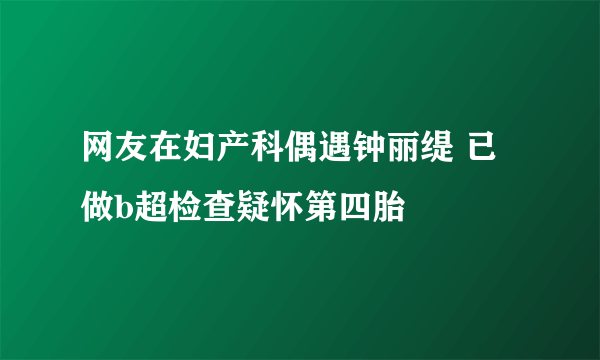 网友在妇产科偶遇钟丽缇 已做b超检查疑怀第四胎