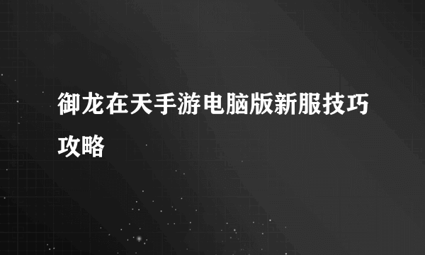 御龙在天手游电脑版新服技巧攻略