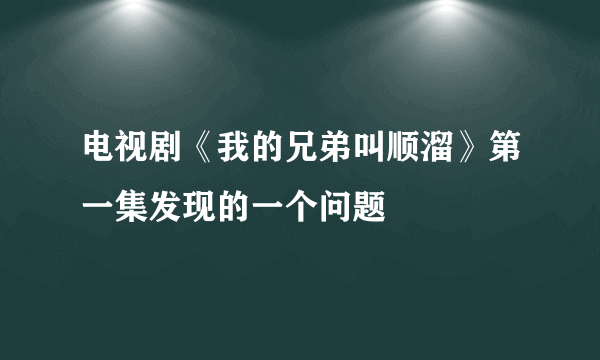 电视剧《我的兄弟叫顺溜》第一集发现的一个问题