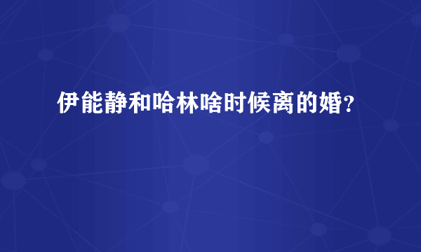 伊能静和哈林啥时候离的婚？