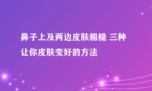 鼻子上及两边皮肤粗糙 三种让你皮肤变好的方法