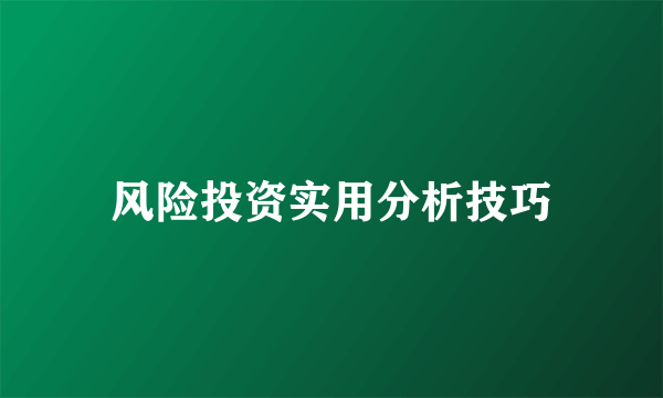 风险投资实用分析技巧