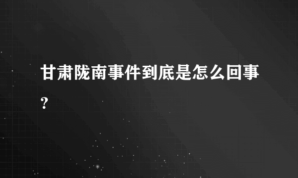 甘肃陇南事件到底是怎么回事？