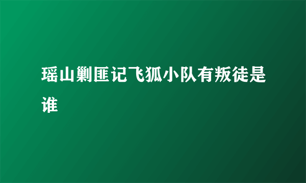 瑶山剿匪记飞狐小队有叛徒是谁