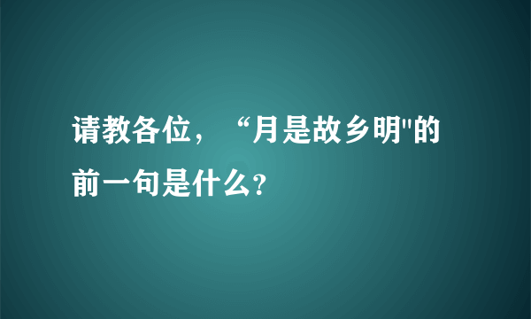 请教各位，“月是故乡明