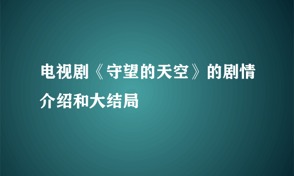 电视剧《守望的天空》的剧情介绍和大结局