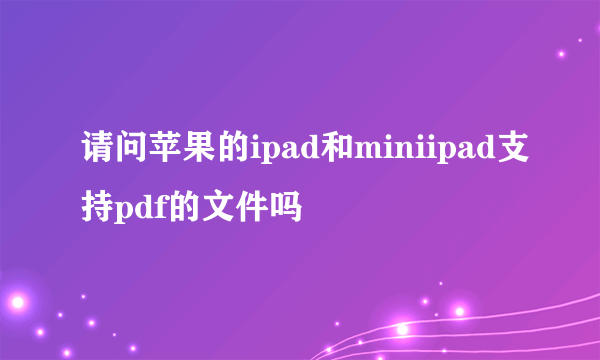 请问苹果的ipad和miniipad支持pdf的文件吗