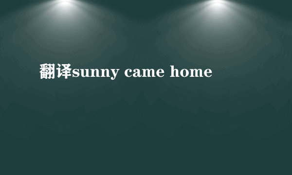 翻译sunny came home