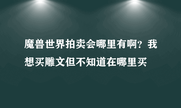 魔兽世界拍卖会哪里有啊？我想买雕文但不知道在哪里买