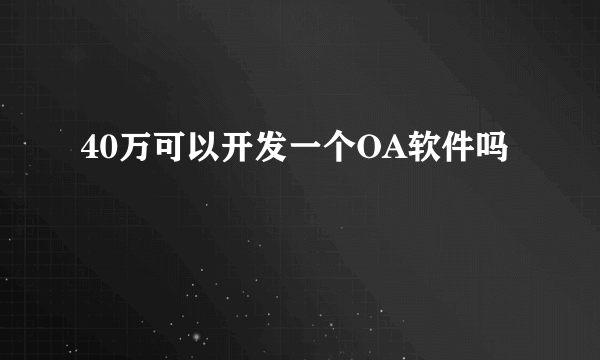 40万可以开发一个OA软件吗