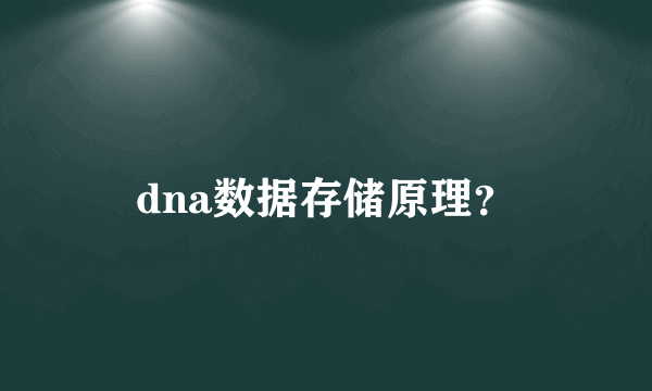 dna数据存储原理？