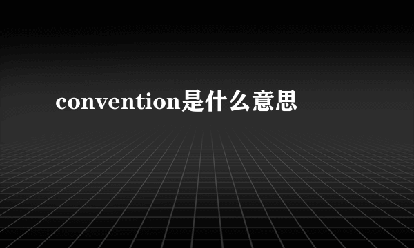 convention是什么意思