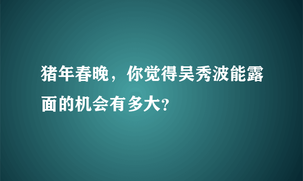 猪年春晚，你觉得吴秀波能露面的机会有多大？