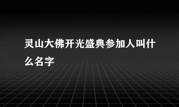 灵山大佛开光盛典参加人叫什么名字