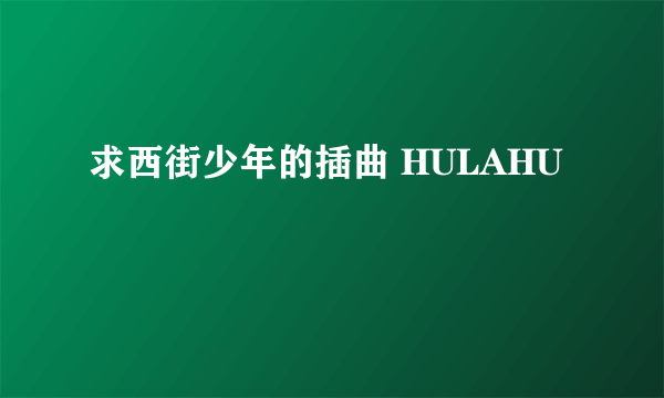 求西街少年的插曲 HULAHU