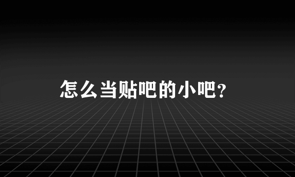 怎么当贴吧的小吧？