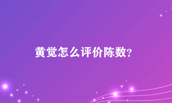 黄觉怎么评价陈数？