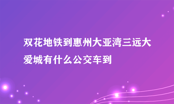 双花地铁到惠州大亚湾三远大爱城有什么公交车到