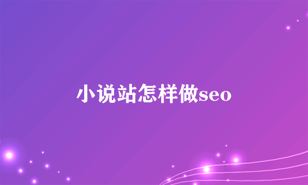 小说站怎样做seo