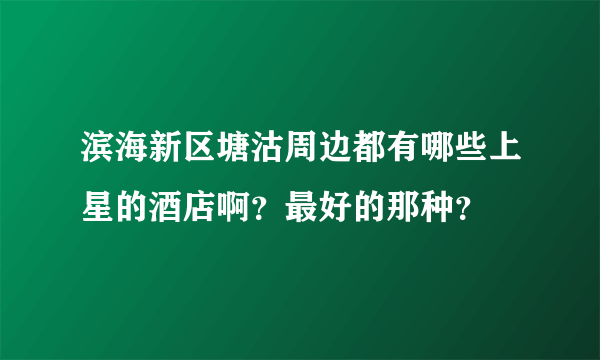 滨海新区塘沽周边都有哪些上星的酒店啊？最好的那种？