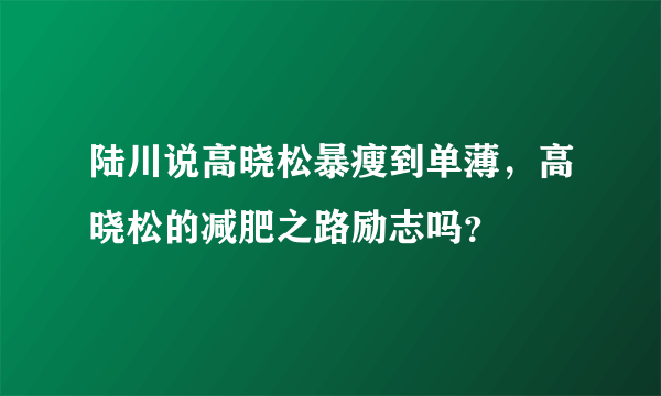 陆川说高晓松暴瘦到单薄，高晓松的减肥之路励志吗？