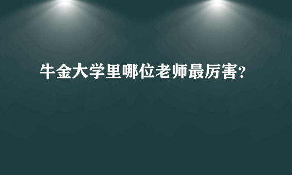 牛金大学里哪位老师最厉害？