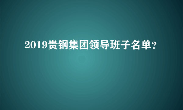 2019贵钢集团领导班子名单？