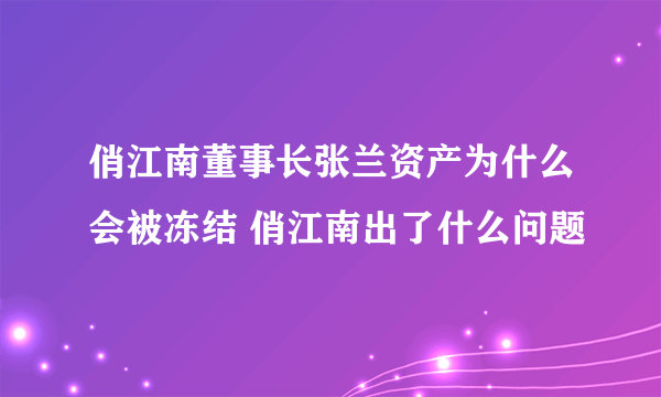 俏江南董事长张兰资产为什么会被冻结 俏江南出了什么问题