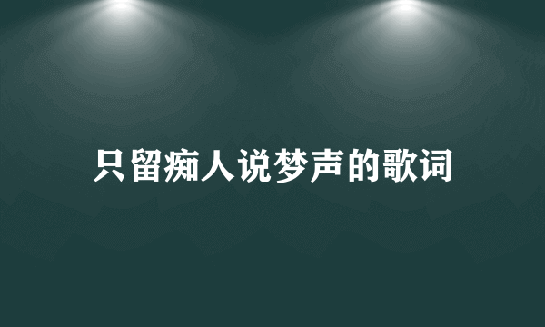 只留痴人说梦声的歌词