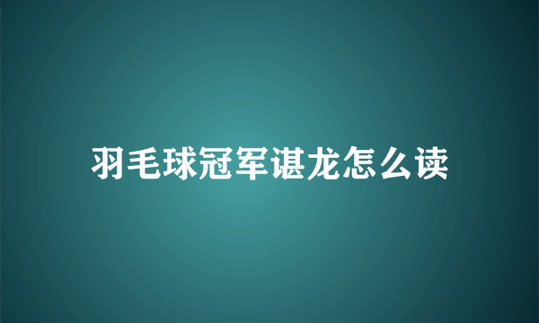 羽毛球冠军谌龙怎么读