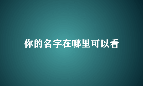 你的名字在哪里可以看