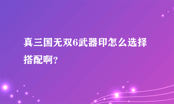 真三国无双6武器印怎么选择搭配啊？