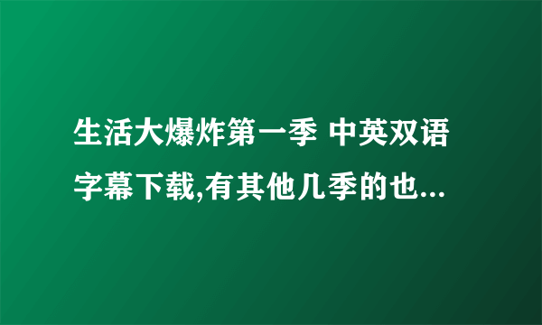 生活大爆炸第一季 中英双语字幕下载,有其他几季的也一起发我吧，感激不尽~~~