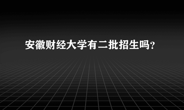 安徽财经大学有二批招生吗？