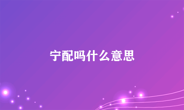 宁配吗什么意思