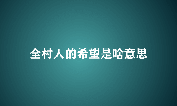 全村人的希望是啥意思