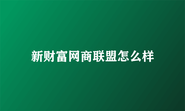 新财富网商联盟怎么样