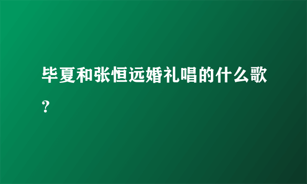 毕夏和张恒远婚礼唱的什么歌？