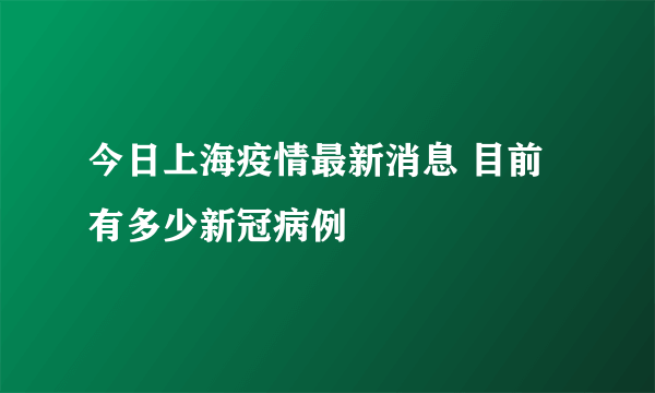 今日上海疫情最新消息 目前有多少新冠病例