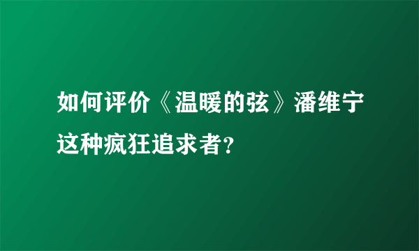 如何评价《温暖的弦》潘维宁这种疯狂追求者？