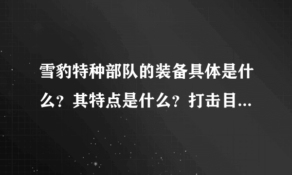 雪豹特种部队的装备具体是什么？其特点是什么？打击目标是什么？