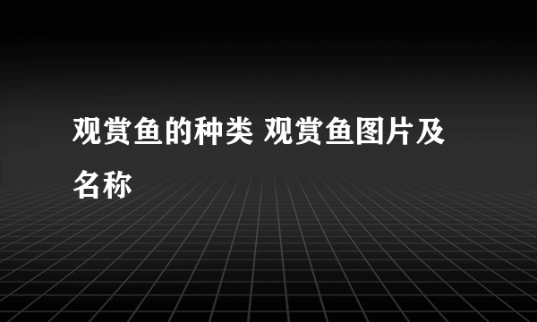 观赏鱼的种类 观赏鱼图片及名称