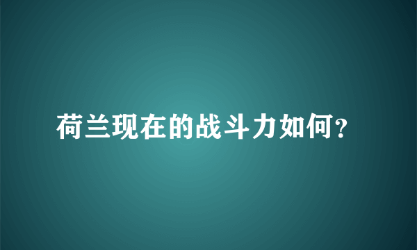 荷兰现在的战斗力如何？