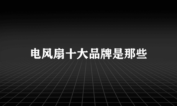 电风扇十大品牌是那些