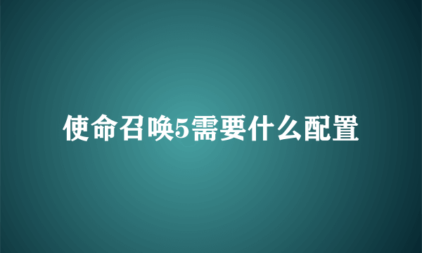 使命召唤5需要什么配置